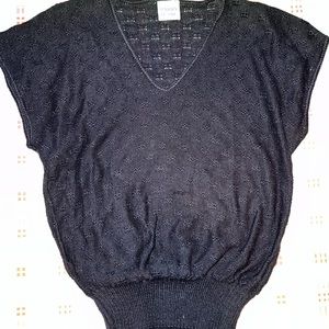 Barry & Me Vintage Black Short-Sleeved Knit Sweater - sz. S